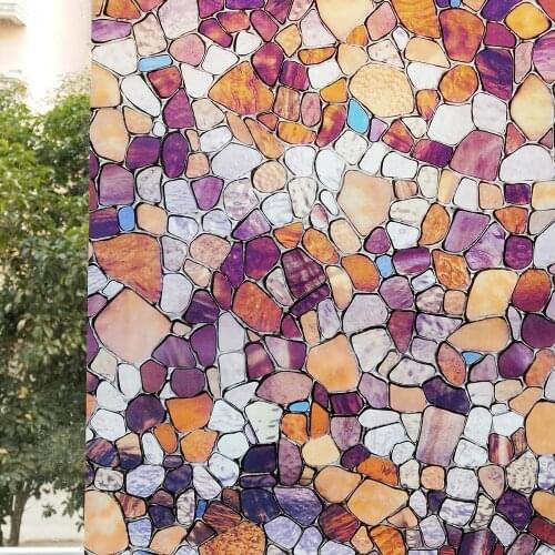 Width 60/90 cm colorful cobblestone decorative window films heat transfer vinyl privacy protective glass stickers sun blocking