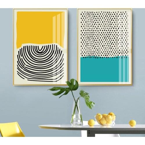 Modern Abstract Geometric Poster Multicolored Red Blue Yellow Wall Art Canvas Painting Picture and Print Living Room Home Decor