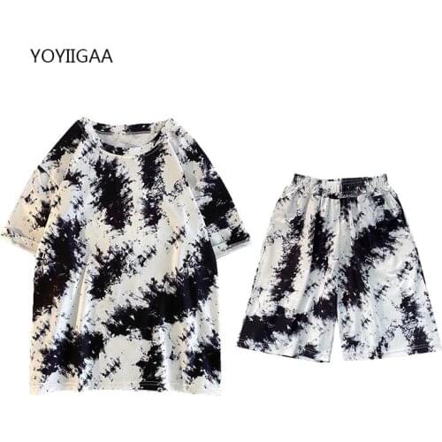 Tie Dye Women Tshirt Shorts Sets Summer Suits Fashion T-shirts+Short Pants Two Piece Set Harajuku Casual Woman Tracksuit Outfits
