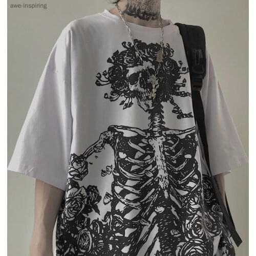 Dark Fashion New Style Printing Oversize Summer Half-sleeved Clothes Loose Large Size Short-sleeved T-shirt for Men and Women