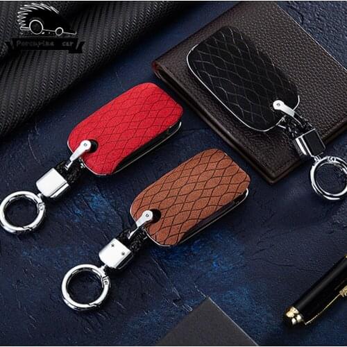 Suede Fur Zinc alloy TPU car key cover case for Roewe RX5 2017 for MG ZS key case cover Folding key Car styling keychain