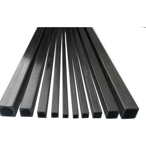 10pcs RC Model Accessories Carbon Fiber Square Tube Length 500mm Multi-Size OD 3mm 4mm 5mm 6mm 8mm 10mm For Aircraft Tail Pipe
