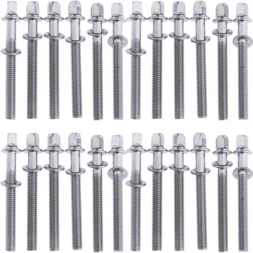 24pcs 50mm Drum Tension Rods for Tom Drum Screws Hoops Rims Bass Drum Hardware Parts Accessory