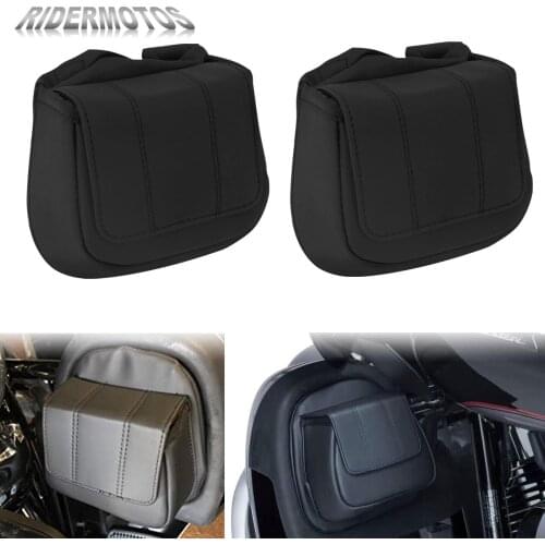 2XMotorcycle Black Lower Fairing Glove Box Soft Tool Bag For Harley Touring Street Electra Glide Road King FLTRUSE FLTRU 14-Up