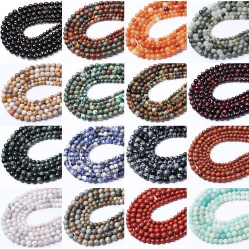 LanLi Natural Stone Beads Agate Quartz Tiger Eye Round Gemstone Loose Beads Jasper Jade DIY Bracelet Necklace Jewelry Making