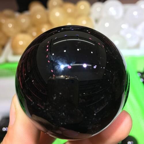 45mm natural obsidian quartz crystal spherel reiki meditation healing energy gemstone ball for home decoration