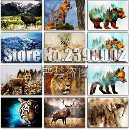 5d Diy Diamond Painting Cross Stitch Bear wolf elephant Embroidery Full Mosaic Handmade Picture Forest Posters Home Decor Gifts