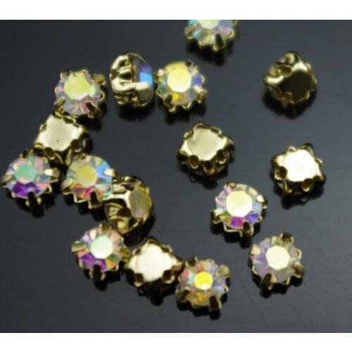 Free Shipping 4.5mm/1440PCS/set SS20 Gold Loose Crystal AB beads, Sew On Rhinestone Beads,Metal Findings For Jewelry Making