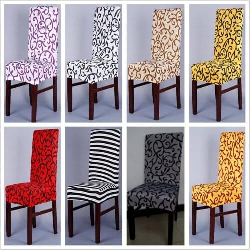1 Piece Sure Fit Soft Stretch Spandex Pattern Chair Covers For Kitchen Chair Short Dining Chair Cover Purple Grey 49