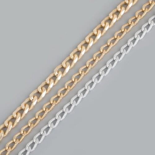 Free Shipping Aluminum Chain Mill Chain Plated Silver/Light Gold For Necklace Bracelet DIY Jewelry Findings & Craft Making