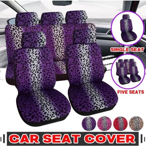 Breathable Car Automobiles Seat Cover Leopard Printing Truck Front+Rear Seat Cushion Protector with Headrest Cover Fit Most Car