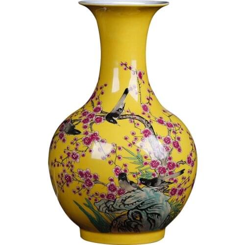 Jingdezhen Ceramic Plum Big Vase Colorful flower vase flower arrangement new Chinese living room home decoration vase