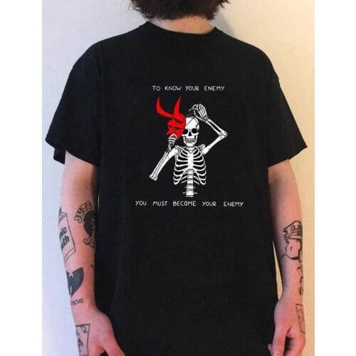 HAHAYULE-JBHTo know your enemy Graphic Tee skeleton illustrations tee t-shirt Harajuku Hpister Cool Grunge unisex men women Top