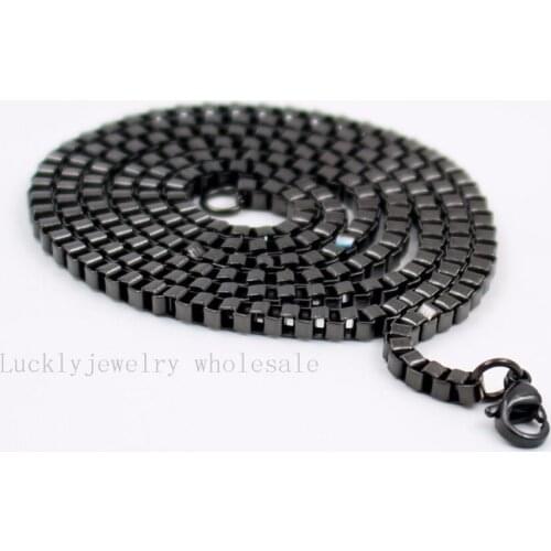 GNAYY 5pcs lot in bulk Jewelry stainless steel 2.4mm Black Box chain necklace 18''-32'' wholesale