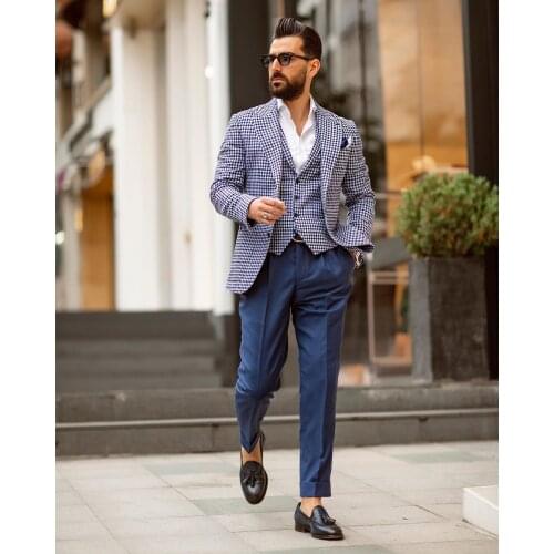 Customized New Arrival Men Suits Slim Fit Peaked Lapel Wedding Suits For Men With Pants Weskit Designer Groom Tuxedos Blazer
