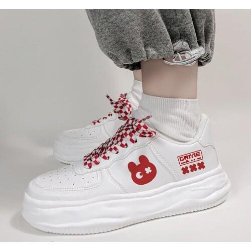 Fashion Women White Platform Flats Sneakers Feamle Students Breathable Comfortable Low-tops Print Casual Shoes Girls Trainers