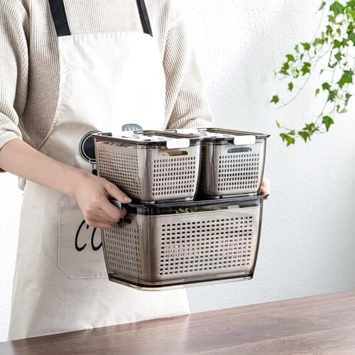 Kitchen Drain Basket Large Capacity Refrigerator Special Food Preservation Box Vegetable And Fruit Sealed Storage Tool