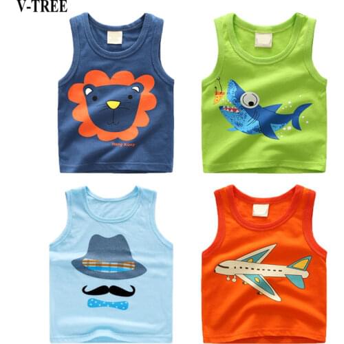 Summer Boys T-Shirt Cartoon Kids Underwear Model Cotton Girls Undershirts Baby Camisole Shirts For Children Clothing