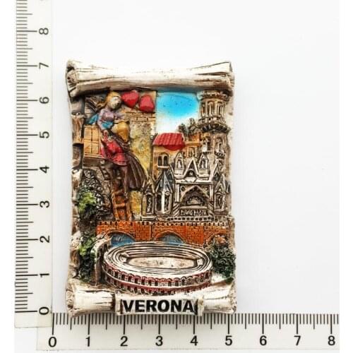 Verona Italy) Fridge Magnet,Creative Travel Commemorate Crafts 3D Ornaments Magnetism Resin Material Refrigerator Stickers