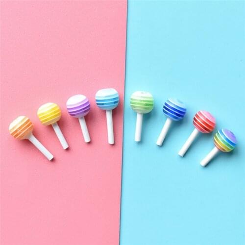 Julie Wang 20PCS Resin Tiny Lollipop Charms Random Color Candy Artificial Food Pendants Jewelry Making Accessory Home Decor