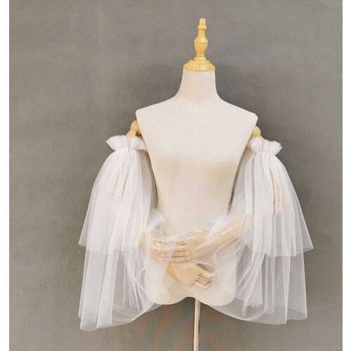 Tiered Puffy Bridal Sleeves Wedding Sleeves Detachable White Champagne Sleeves Wedding Arm Cover Decorate Wedding Accessories