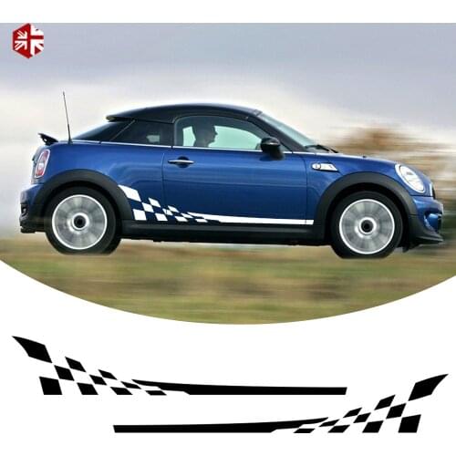 2 Pcs Racing Lattice Style Door Side Stripes Sticker Graphics Vinyl Body Decal For MINI Cooper S R57 R58 R59 One JCW Accessories