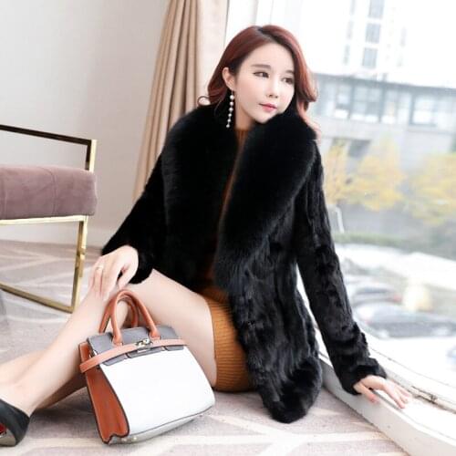 2019 winter new pieces mink fur coat womens jacket in the long section of the fox fur collar outerwear