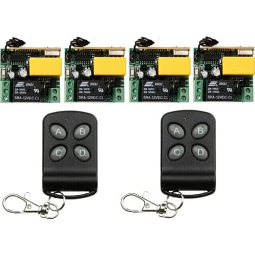 New AC 220 v 1 ch RF wireless remote control switch 4 mini receiver +2 transmitter With 4 buttons Toggle Momentary Latched