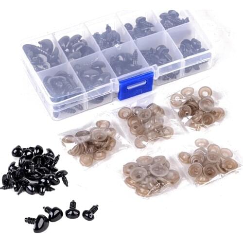 100Pcs/Box 5 Sizes Plastic Safety Triangle Nose with Washers for Doll Bear Toys Puppet DIY Craft Stuffed Animals Nose Accessory