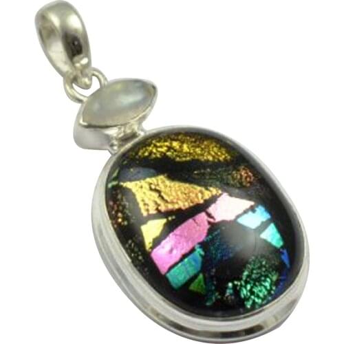 Lovegem Nature Rainbow Moonstoen Pendant 925 Sterling Silver , 46.7 mm, MHBAP4562