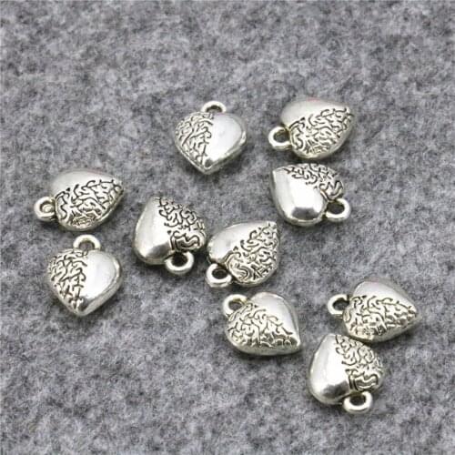 Hot Sale Heart-Shaped Finding Lucky Pendant Copper Accessory Ornaments Hand Made Jewelry Making Women Girls Gifts Crafts 9x12mm