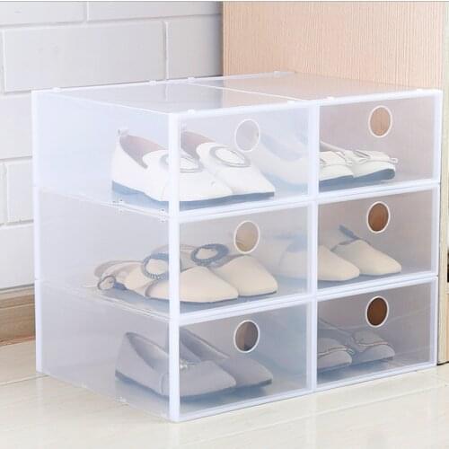 1pcs Transparent Thick Plastic Crystal Shoe Box Shoe Storage Finishing Box Clamshell Shoe Cabinet Home Shoe Storage