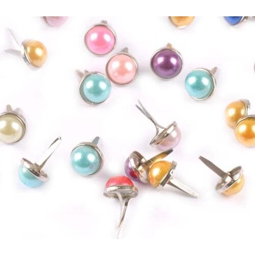 Mix Color Pearl Fastener Brad For Scrapbook Embellishments Metal Craft Brads DIY Shoes Accessories Home Decor 20Pcs 9x15mm c2237
