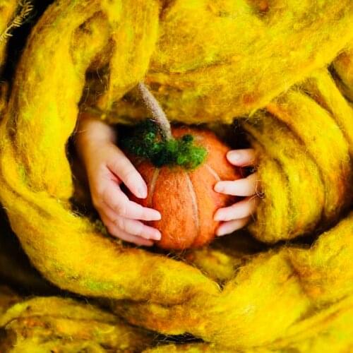 Newborn Halloween Photography Props Handmade Felt Pumpkin Infant Litle Baby Girl Boy Photo Shoot Props fotografia Accessories