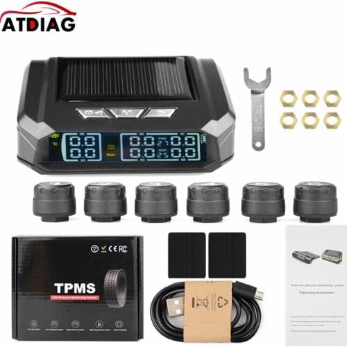 Universal For Truck Car Tire Pressure Monitoring System TPMS USB Solar Charge External Sensor Tyre Temperature Alarm Monitor