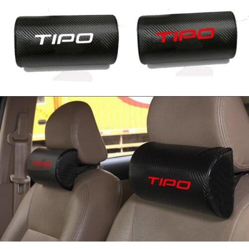 Carbon Fiber Texture PU Leather Auto Safety Pillow Car Auto Seat Head Neck Rest Cushion Headrest Pillow Pad For Fiat Tipo