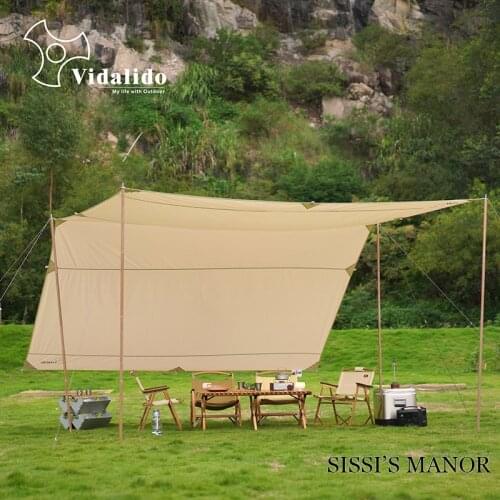 Include 4Aluminum Poles 5*4M TC Technology Cotton Awning Outdoor Camping Square Tent Rainproof Shade Canopy Pergola Sunshelter