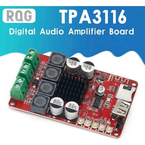 TPA3116 50W+50W Bluetooth Receiver Digital Audio Amplifier Board TF card U-disk Player FM Radio with Remote Controller