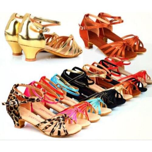 The 2017 New Brand PU Satin Latin Dance Shoes Ladies/Girls/Women Low Heel Ballroom Tango Salsa Dance Shoes