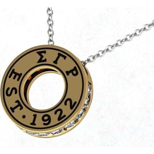 High Quality Silver color SGR Sorority EST 1922 Pendant Necklace With CZ Stones Around