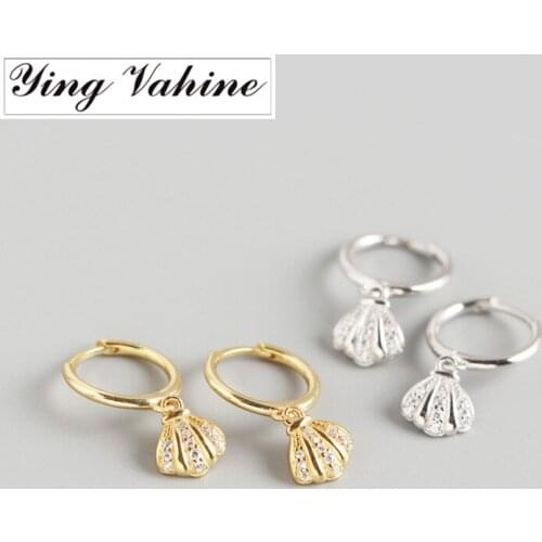 Ying Vahine New 100% 925 Sterling Silver Small Shell Pendant Stud Earrings for Women Fashion Jewelry Best Gifts