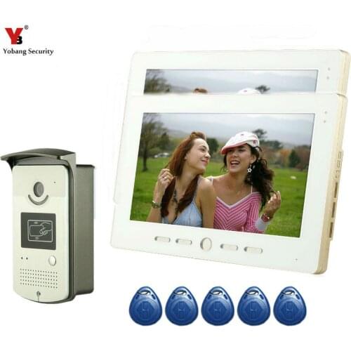 Yobang Security 10"Inch Doorbell Phone Doorbell Video Intercom Kit 1-camera white 2-monitor Night Vision Wired Video Door Phone