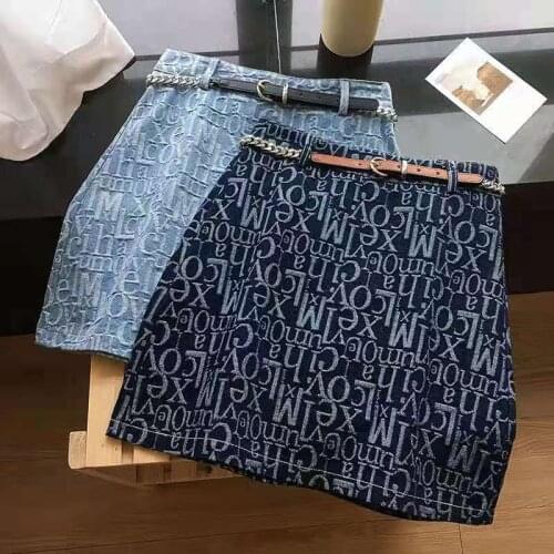 2021 spring summer new skirt female Korean version retro washed denim high waist all-match student A-line skirt