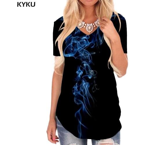 KYKU Geometry T-shirt women Cube Funny T shirts Psychedelic V-neck Tshirt Abstract Tshirts Printed Womens Clothing Punk Rock