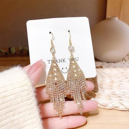 CANZE 925 Silver Needle Earrings Women Korean Tassel Stud Earrings Long Earrings Jewelry
