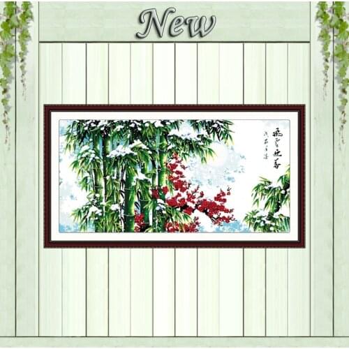 Snow Spring Bamboo forest paintings counted printed on canvas DMC 14CT 11CT chinese Cross Stitch Needlework Sets Embroidery kits