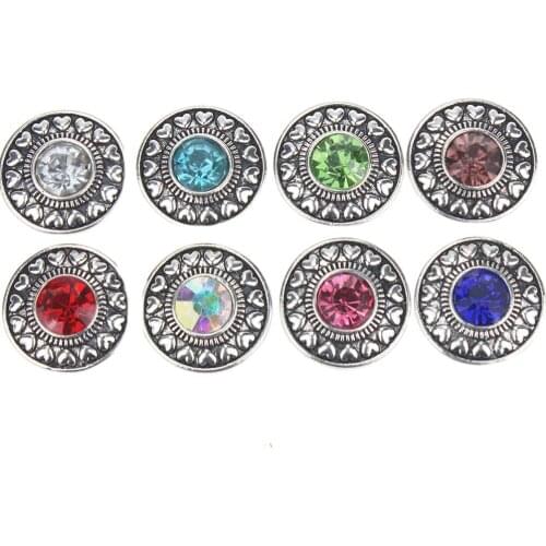 10pcs/lot New Beauty Crystal Heart Love Metal Snap Button fit 18mm 20mm Snap Bracelets Bangles Women Snaps Jewelry