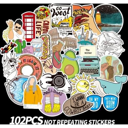 100PCS Fashion Stickers Pack Trendy Pegatinas Toy Welfare Graffiti Funny Sticker Bomb For Skateboard Motorcycle Luggage Guitar