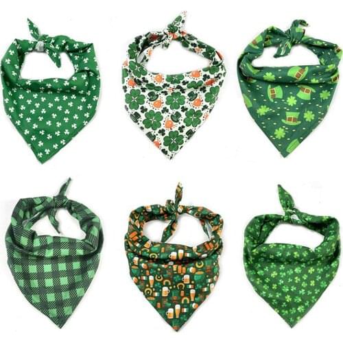 12pcs/lot New Green Cute Festival Dog Cat Bandana Bibs Cotton For Small Medium Large Pet