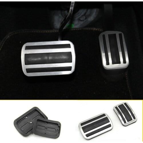 2PCS Stainless Steel + Rubber Automatic Transmission Brake Accelerator Pedal Cover for Peugeot 3008 GT 5008 2017-2018